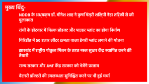 NDDB Jharkhand NDDB dairy plant Ranchi