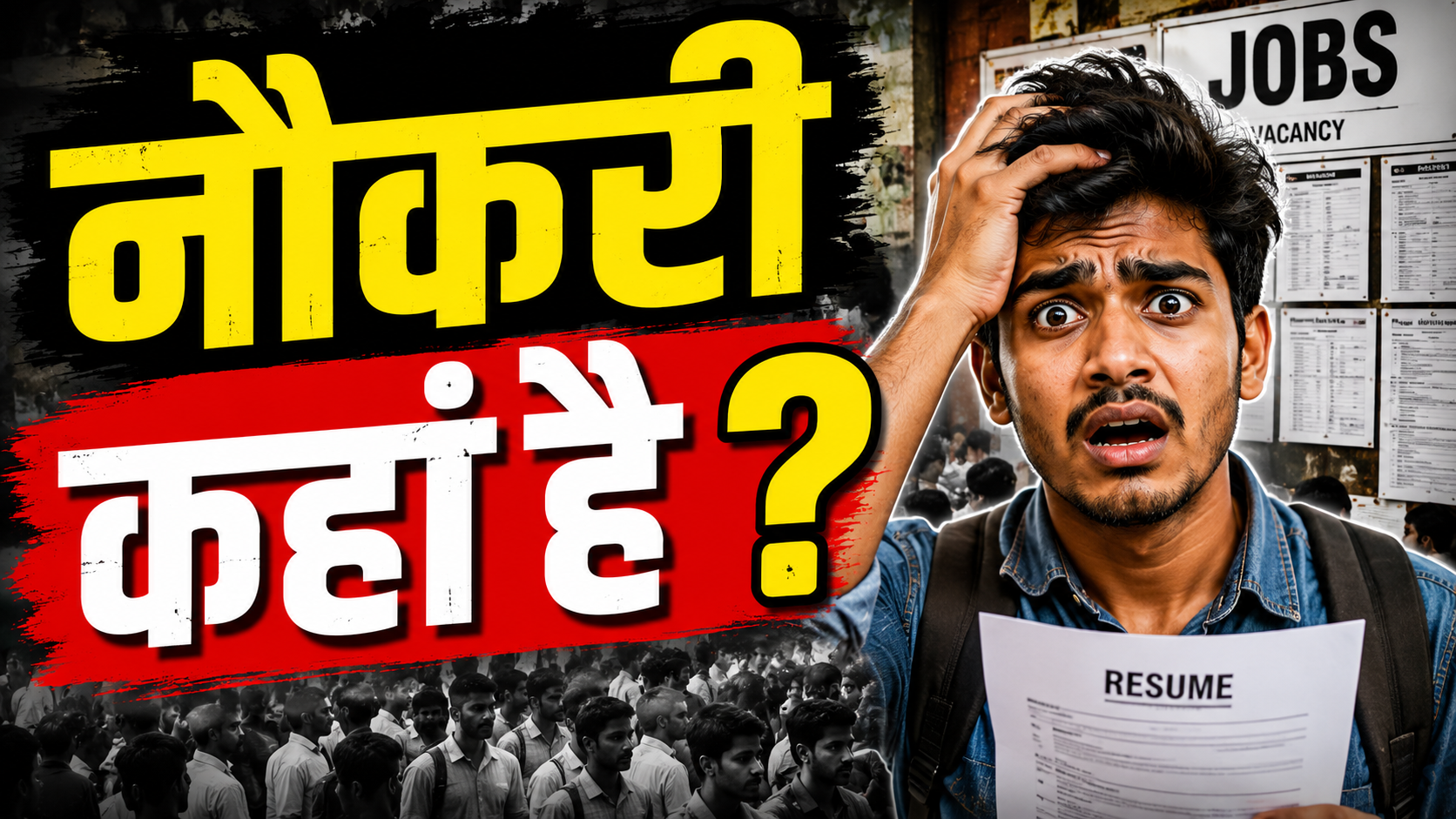 रोजगार की तलाश में खड़े युवा और नौकरी की तैयारी करते छात्र