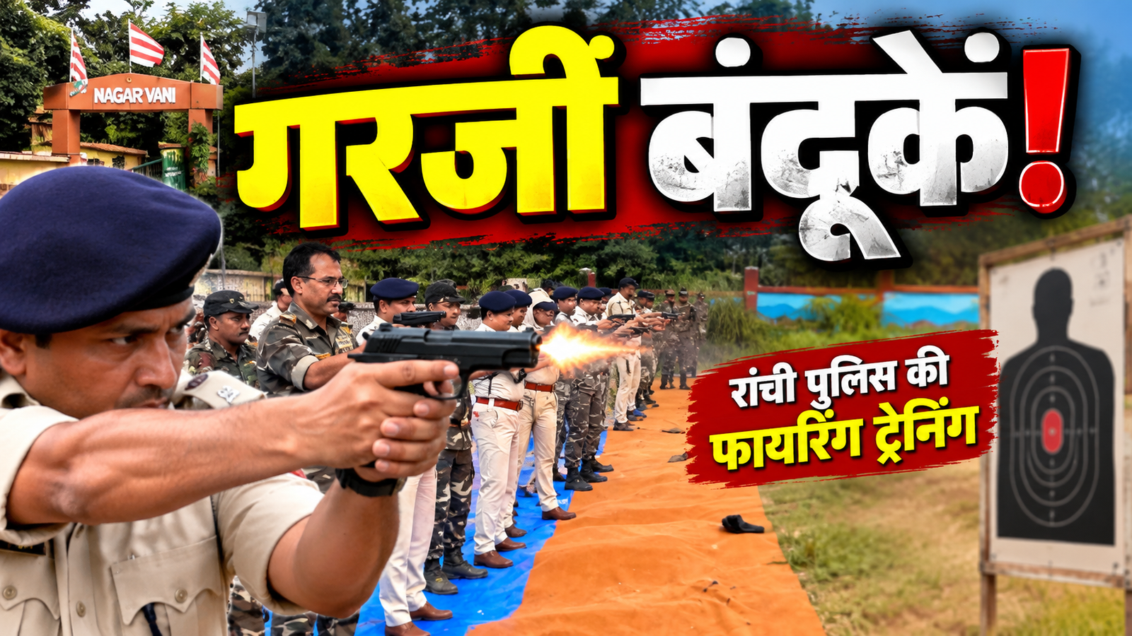 रांची पुलिस के फायरिंग अभ्यास में शामिल पुलिसकर्मी